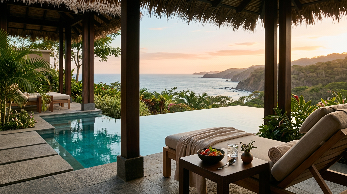 Cover of Four Seasons Magazine Spring 2026, featuring a serene coastal landscape with palm trees and calm water.