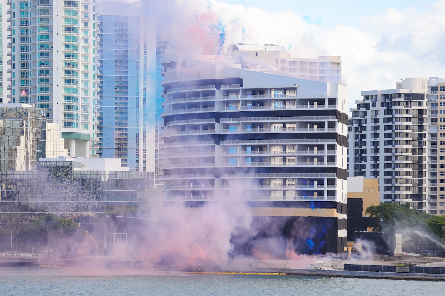 Controlled Implosion Clears Brickell Key Site for The Residences at Mandarin Oriental, Miami - Florida YIMBY
