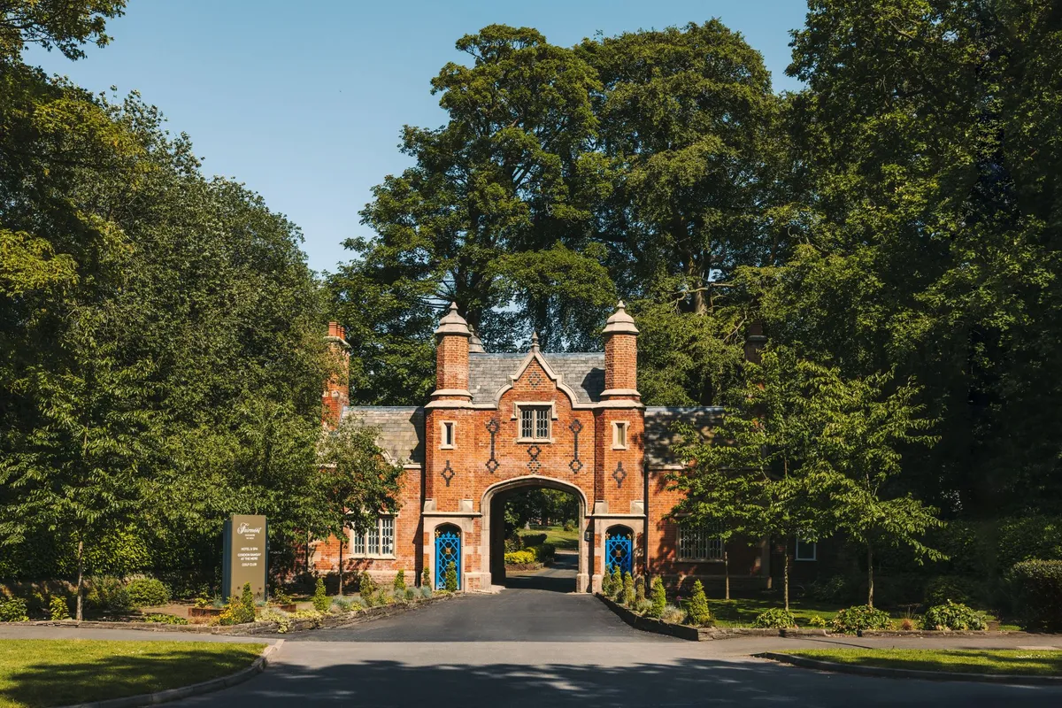 Exterior entrance to the new Fairmont Cheshire, The Mere in Northwest England