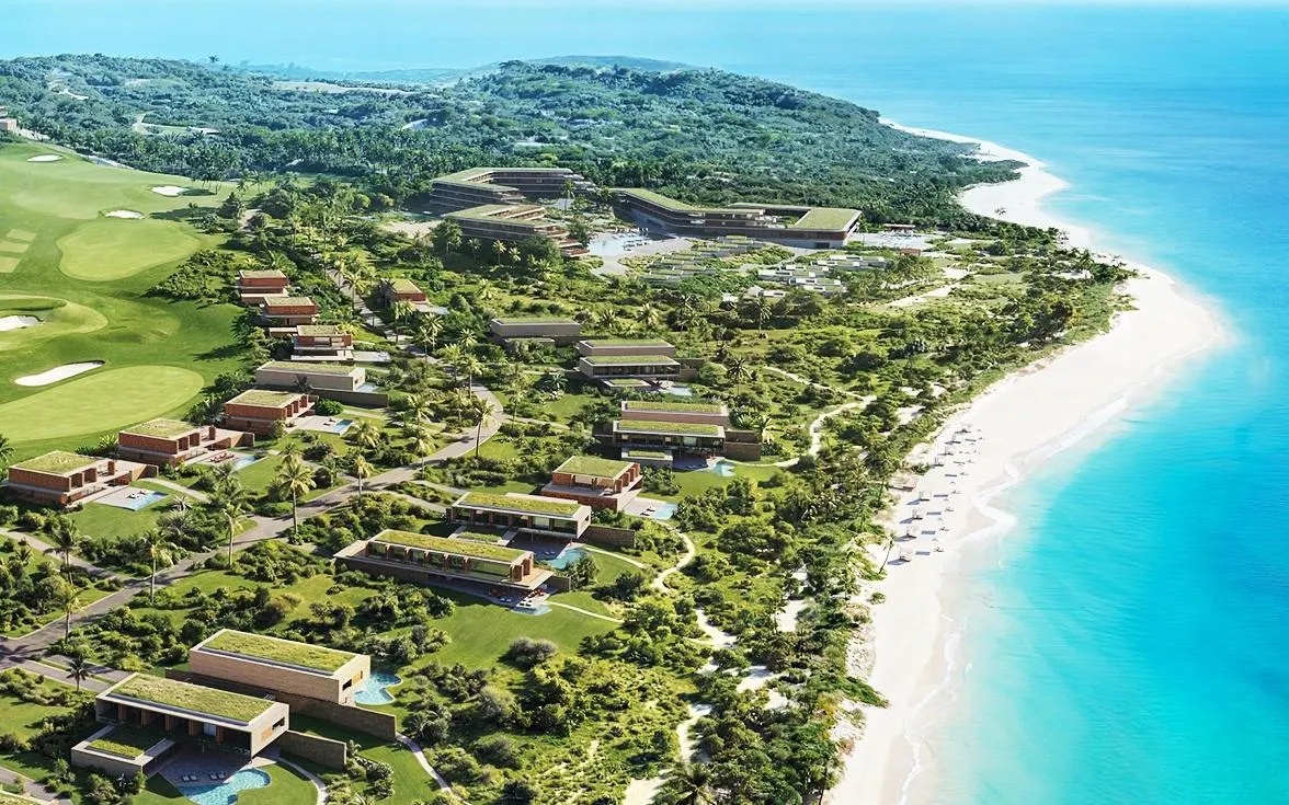 Rendering of the Esencia masterplan showing Mandarin Oriental Residences in Puerto Rico
