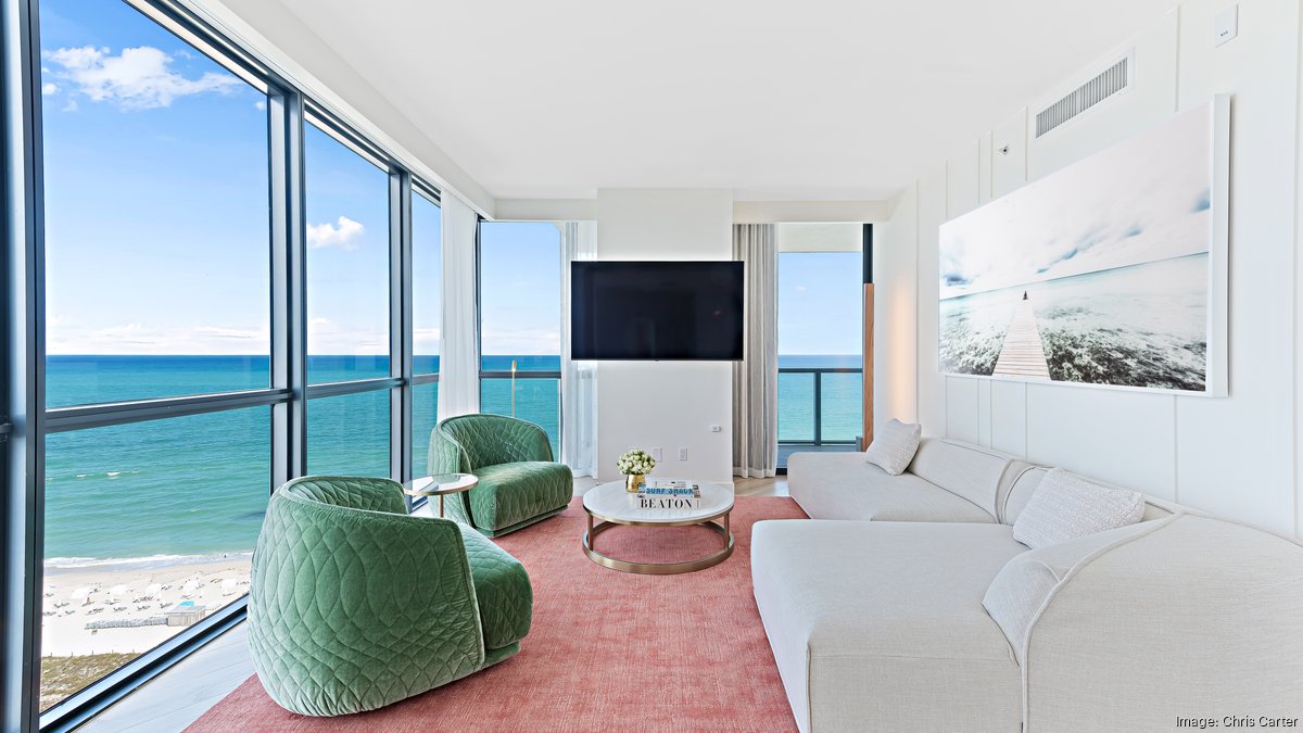 Exterior view of W South Beach luxury hotel and residences in Miami Beach