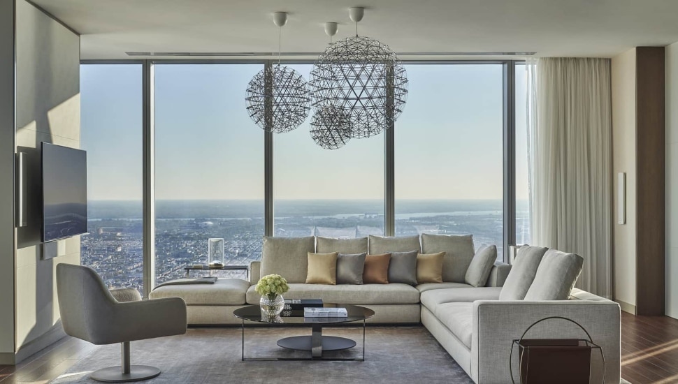 Presidential Suite of the Four Seasons Hotel Philadelphia showcasing luxurious interior design and city views