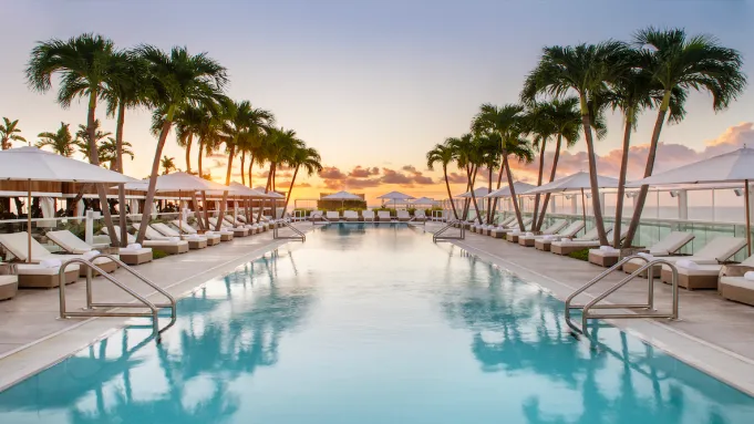 Rooftop pool at the 1 Hotel South Beach overlooking the ocean