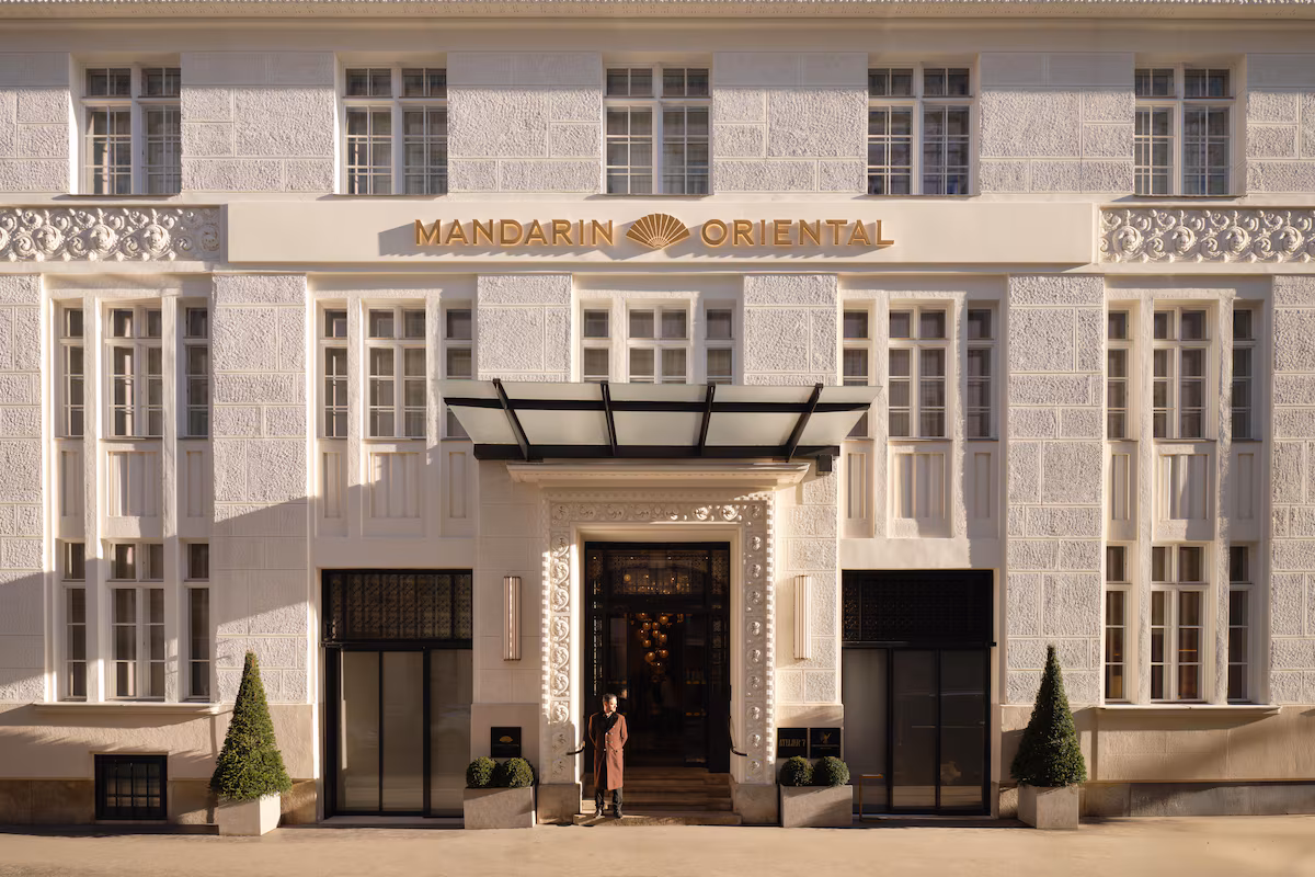 The Mandarin Oriental, Vienna, housed in a grand historic building, seen from a street view.